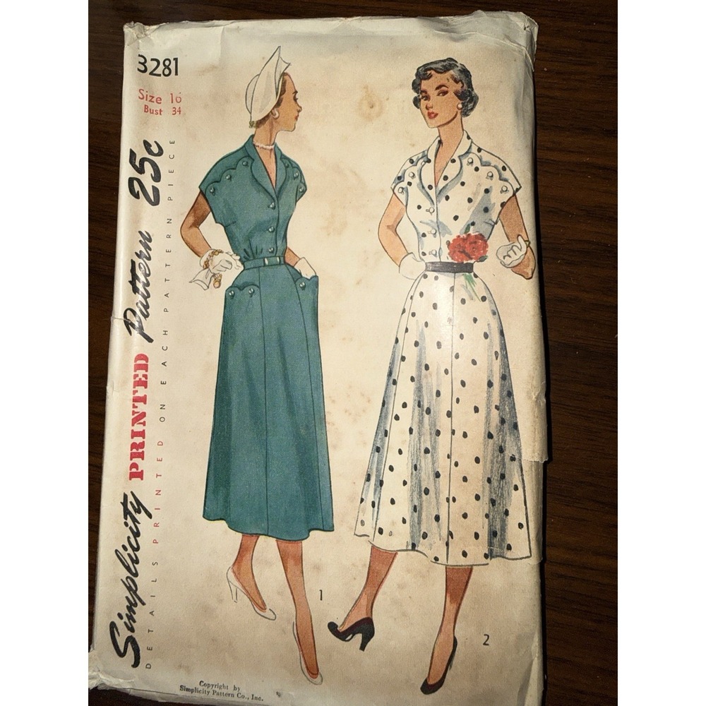 HTF Vintage 1949 1940s SIMPLICITY 3281   Dress Pattern 16